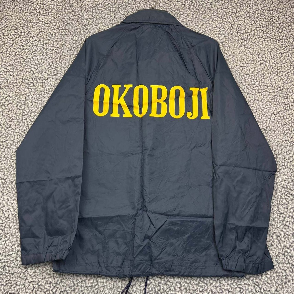 Vintage Okoboji Windbreaker Jacket Men Small Blue Collegiate‎ Pacific Snap S